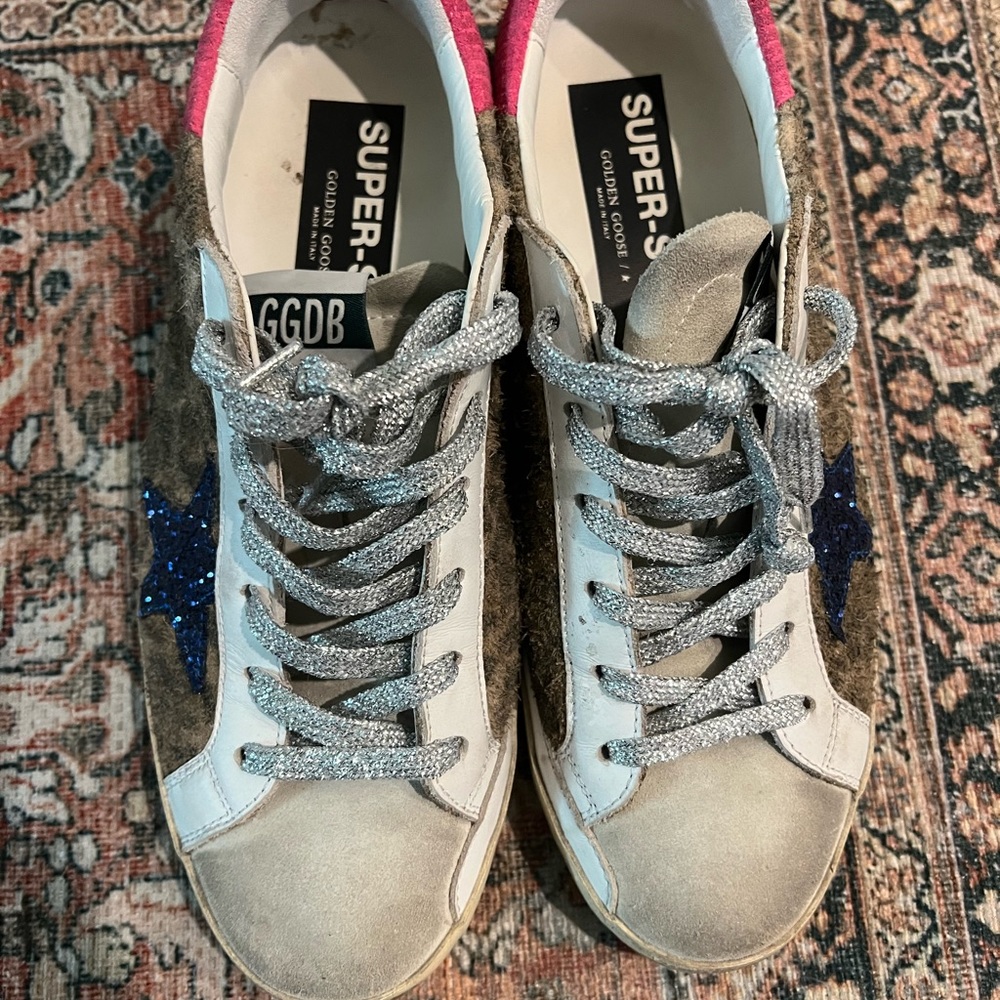 Golden Goose Superstar Leopard-Print Glitter Sneakers